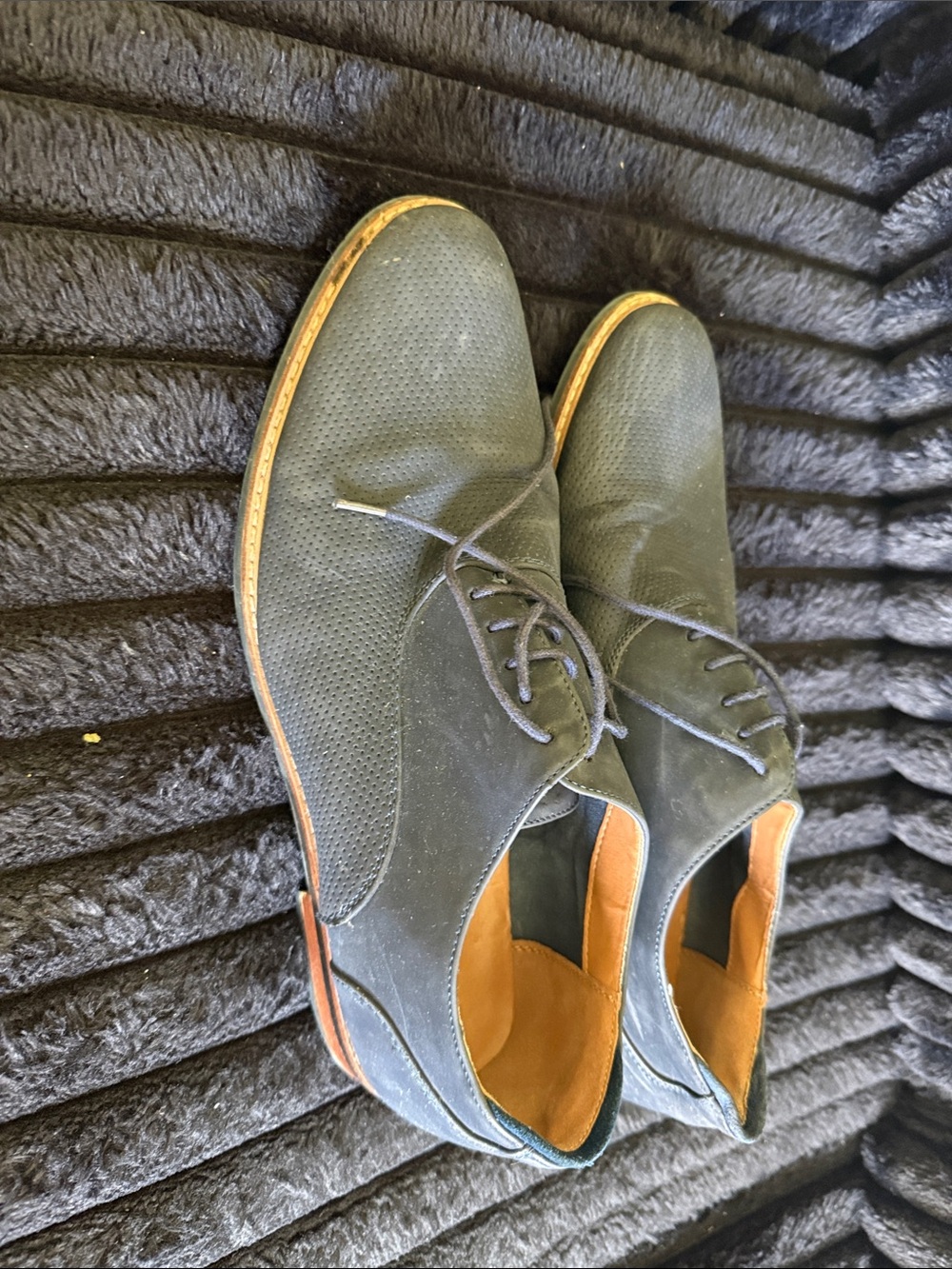 Men's blue Suede Lace-Up Dress Shoes - Classic Casual Style